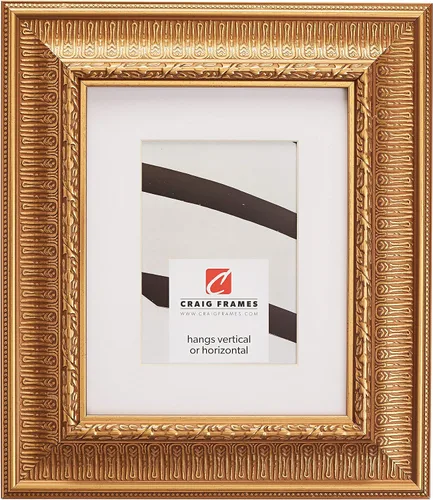 Craig Frames Maximus, portarretratos de 5 x 7 pulgadas con paspartú para mostrar una foto de 4 x 6 pulgadas, color dorado romano