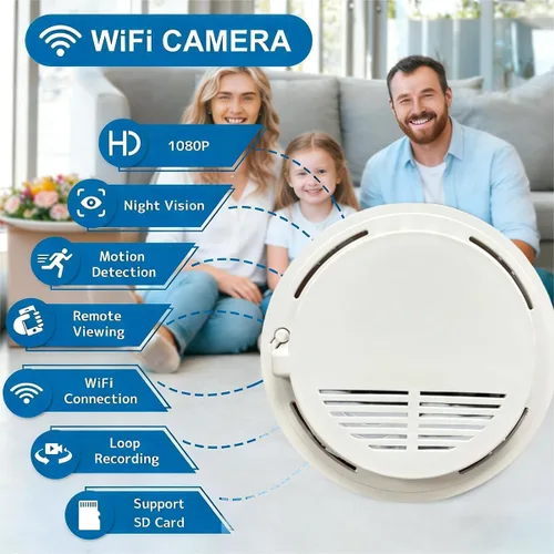 Miniatura 3 de Detector de humo manual de cámara oculta – Gran angular de 150°, detección de movimiento, visión nocturna, 5000mAh y 2.4G WiFi hecho a mano, ideal
