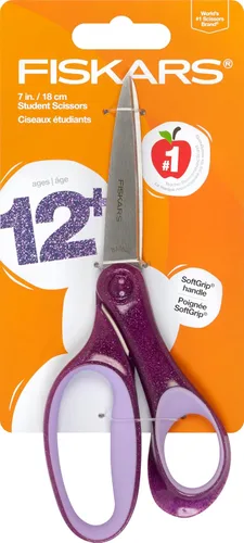 Miniatura 12 de Fiskars 7" Tijeras con brillo para estudiantes de 12 a 14 años (paquete de 2), tijeras para la escuela o manualidades, suministros para el regreso a