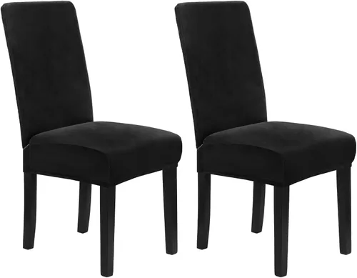 Miniatura 35 de MOSAYT Juego de 2 fundas elásticas de terciopelo para sillas de comedor, fundas suaves con tela extraíble gruesa para sillas Parsons, protectores