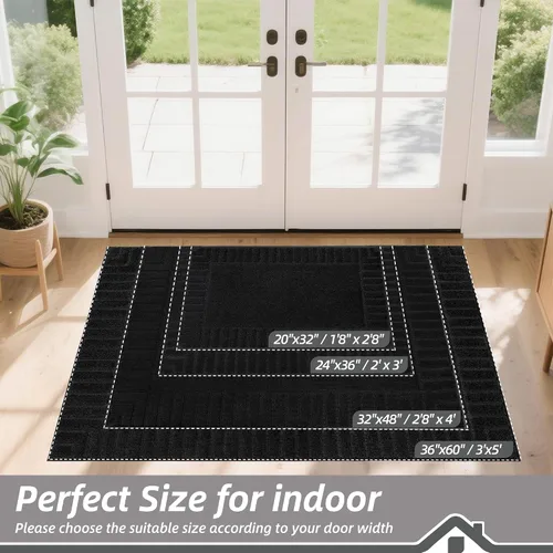 Miniatura 2 de BEQHAUSE Alfombra Antideslizante para Puerta Principal Alfombra Lavable de Bajo Perfil para Entrada Alfombras para Puerta Principal Trampa para Negro