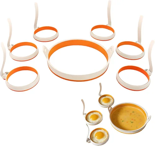 Miniatura 8 de Kit de anillos de silicona antiadherente para huevos y tortillas, anillos de huevo de 4 pulgadas y anillo de tortilla de 8 pulgadas, anillos