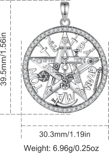 Miniatura 16 de CELESTIA Colgante de plata de ley 925, anillos de tetragrammaton, collar masónico, joyería de pentagrama para mujeres y hombres