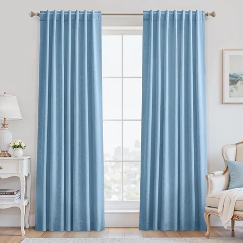 Miniatura 78 de UHITECH Cortinas cortas de lino de 24 pulgadas de largo para ventanas pequeñas de granja, cortinas opacas modernas para sala de estar, pestañas
