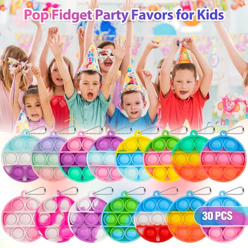 Miniatura 7 de Juguetes Pop Fidget a Granel Sus Favores de Fiesta para Niños 4-8 8-12 30 PCS Mini Pop Llavero Es Paquete de Juguetes Sensoriales Fidget Fidgets