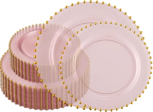 Miniatura 37 de Plasticpro - Juego de platos combinados de 32 piezas de plástico para cena, platos desechables de plástico elegantes y resistentes para fiestas de 7