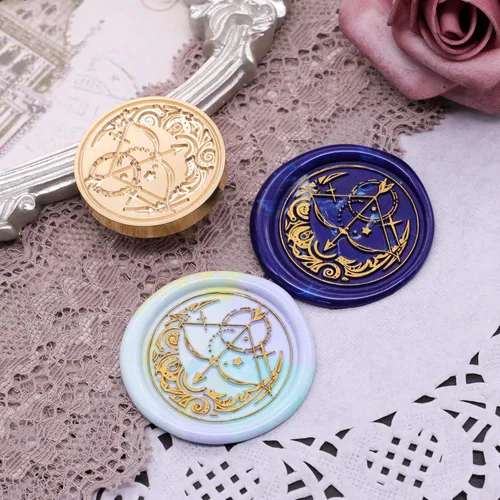 Miniatura 6 de SWANGSA Juego de sellos de cera, botella mágica vintage de 4 piezas, cabezas de sello de cera de sellado de plantas de flor de luna + 1 kit