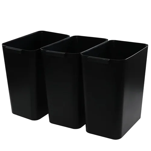 Teyyvn Paquete de 3 cubos de basura de plástico de 4.5 galones, cubo de basura pequeño negro para baño, cocina, oficina, dormitorio