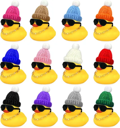 Miniatura 6 de 12 piezas Pato de Vaquero con Sombrero y Gafas de Sol Mini Juguetes de Patitos para Regalo de Fiesta de Cumpleaños de Natación