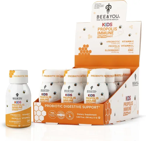 Miniatura 10 de Bee and You Kids Propolis Immune Night Time Shot - Probiótico, melisa, cereza ácida, apoyo para dormir, apoyo inmunológico, salud intestinal, 1.69