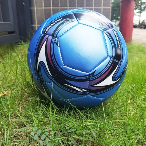 Miniatura 4 de Balón de fútbol azul tamaño 3, tamaño 5 superficie de poliuretano apretado tejido color vivo con bomba y aguja adecuado para entrenamiento práctica