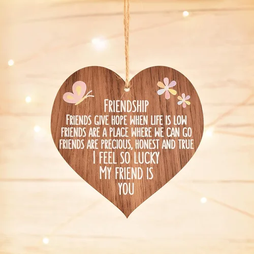 Miniatura 4 de I’m lucky my friend is you best friends wooden hanging heart sentimental inspirational gift for cheer up women friendship present uk her