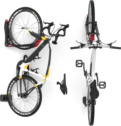 Miniatura 9 de TORACK BIKEPAL - Soportes giratorios para bicicletas para montar en la pared, para ahorro de espacio, ganchos verticales de pared para solución