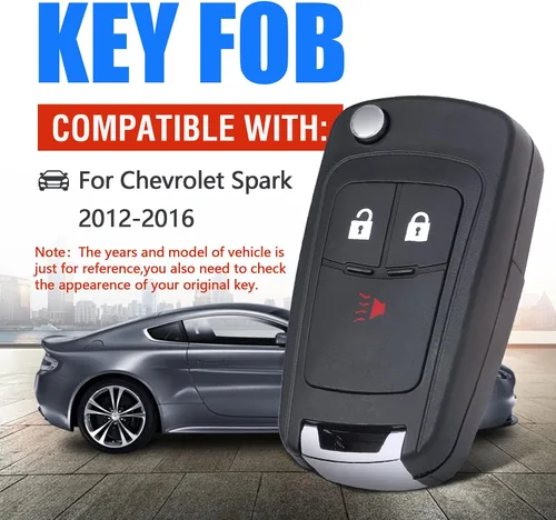 Miniatura 3 de Keymall Carcasa de llave abatible de repuesto para Chevrolet Spark 2012 2013 2014 2015 2016 A2GM3AFUS03 3 botones, solo la carcasa de la llave