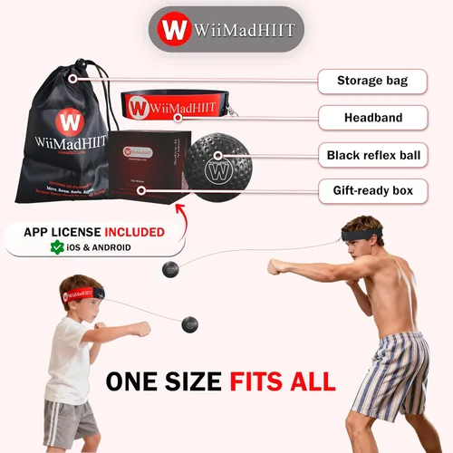 Miniatura 4 de Pelota de boxeo Reflex con aplicación contadora de golpes, divertido juego de golpes con diadema, entrenamiento de coordinación mano-ojo Equipo