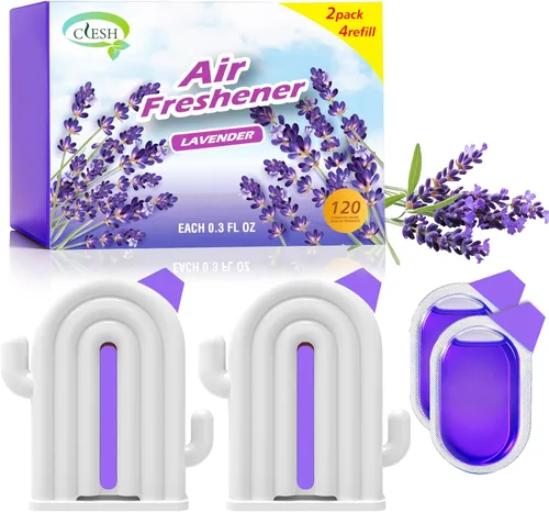 Miniatura 11 de Ambientador para el hogar, paquete de 2, 2 recargas, aroma de eucalipto, eliminador de olores, hasta 120 días, ambientador en forma de cactus