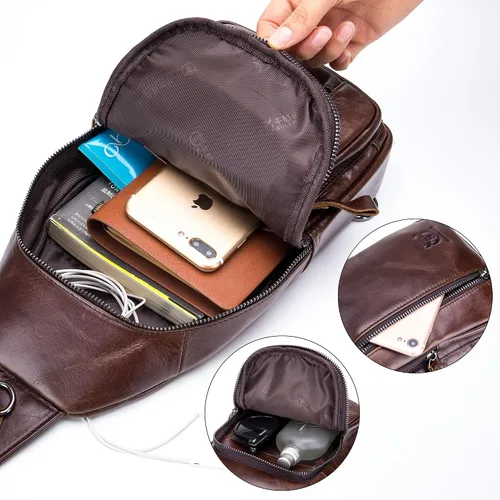Miniatura 78 de LUKZIJAES Bolso bandolera de cuero genuino para hombre