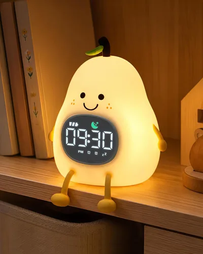 Miniatura 10 de Yiliaw Reloj despertador para niños con luz nocturna, reloj de entrenamiento para dormir, reloj de hora de despertar, luz de silicona recargable