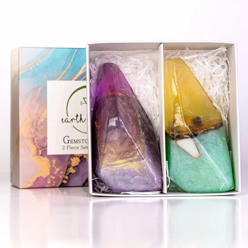 Miniatura 12 de Juego de jabón y bomba de baño de piedras preciosas, regalo relajante de spa para mujeres, juego de regalo para el día de la madre, 4 jabones