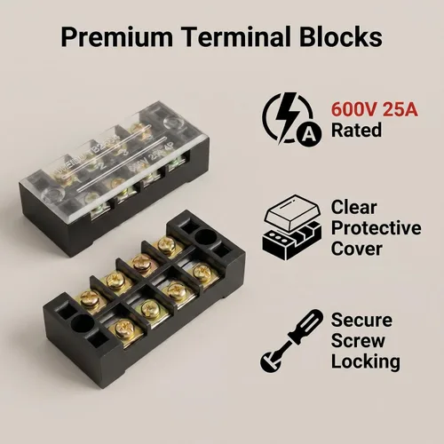 Miniatura 3 de URBEST® Tira de terminales de tornillo cubierto de doble fila 4 posiciones 600 V 25 A