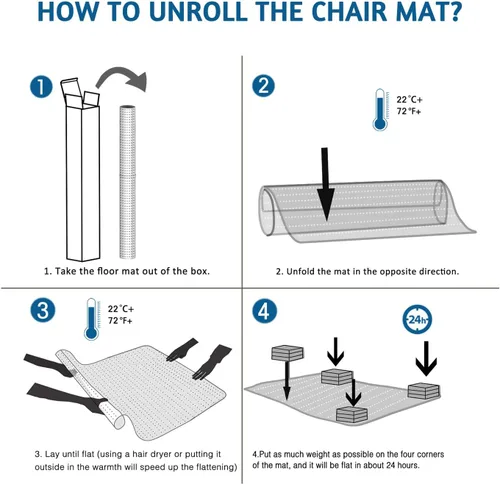 Miniatura 7 de Tapete para Silla de Oficina para Alfombra, 30" x 48" Tapete Protector de Alfombra de Pelo Bajo para Silla de Oficina, Tapetes de Oficina Bajo
