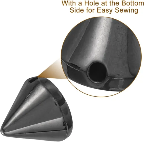 Miniatura 3 de uxcell 200 tachuelas acrílicas con forma de cono de espiga, 0.316 x 0.315 pulgadas, parte trasera plana, pegamento para coser en cuentas punk