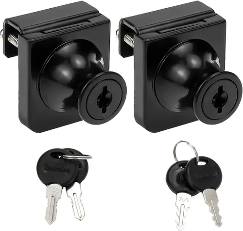 Miniatura 21 de Cerradura de vitrina sin taladro para vidrio de 0.2 a 0.3 pulgadas, llave igual, montaje puerta a puerta, 2 juegos ovalados cromados de 3.35 x 1.49