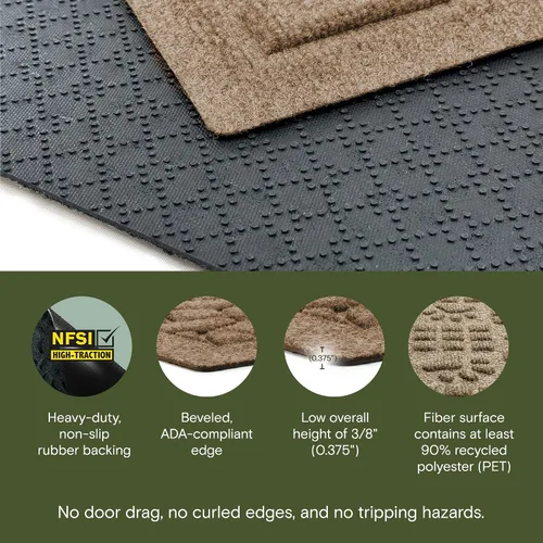 Miniatura 3 de Bungalow Flooring Waterhog - Tapete para puerta, 2 x 3 pies, fabricado en Estados Unidos, duradero y decorativo, antideslizante, interior y Camello