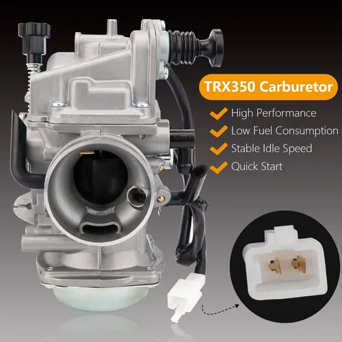 Miniatura 2 de Carburador TRX350 para Honda Rancher 350 TRX350TM TRX350TE 350ES 350FE 350FMTE 2000-2006 4 tiempos ATV Nuevo carburador con filtro de aire y filtro