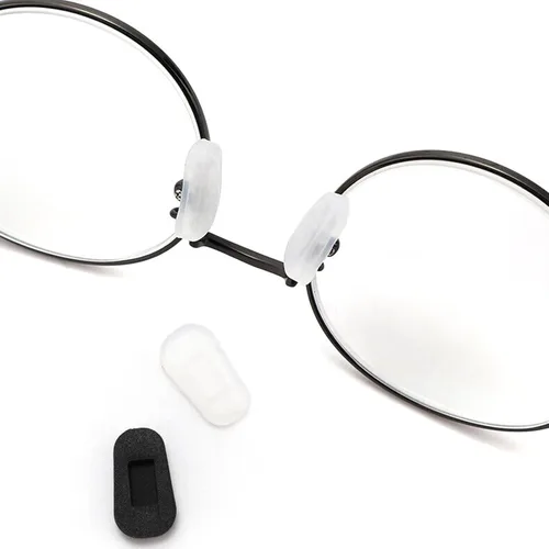 Miniatura 5 de Almohadillas de nariz para gafas, almohadillas de silicona antideslizantes y suaves para la nariz, kit de reparación de lentes (5 pares), negro/L