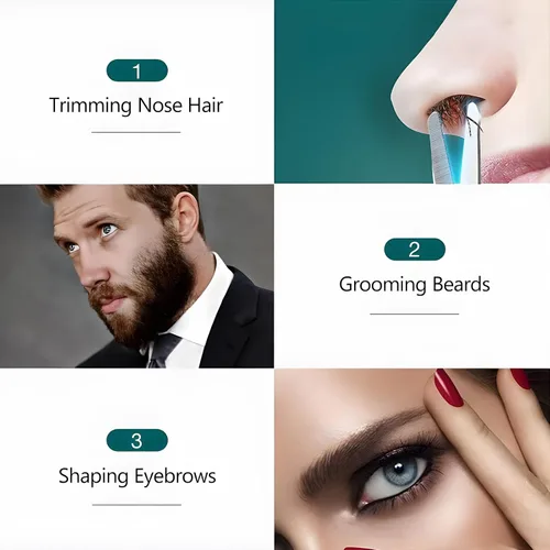 Miniatura 3 de Juego de 4 tijeras de pelo facial curvadas y redondeadas para hombres y mujeres, tijeras de corte de bigote, nariz, barba, cejas, pestañas y orejas