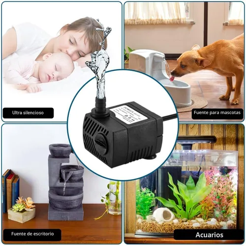 Miniatura 2 de Mini bomba sumergible de 90 GPH, bomba de fuente pequeña (5 W 350 L/H) para fuente de agua, acuarios, pecera, fuente de mesa, fuente para mascotas
