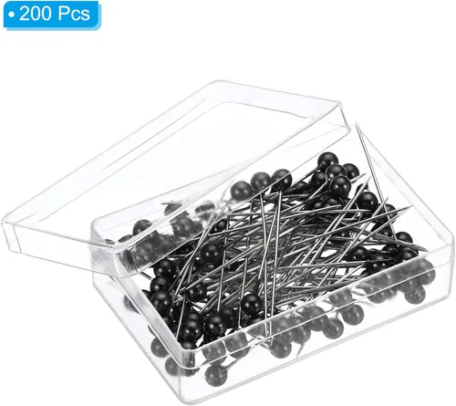 Miniatura 3 de PATIKIL 200 pines rectos de 1.5 pulgadas con cabeza de bola perlada de plástico para tela, decoración, joyería, bricolaje, manualidades y proyectos