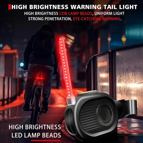 Miniatura 5 de Luz trasera LED para bicicleta, luz de ciclismo de meteoritos - Múltiples modos, recargable por USB, impermeable, adecuada para la mayoría de postes