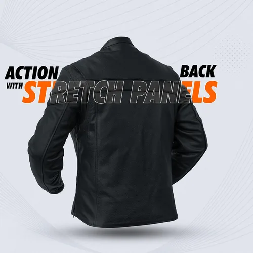 Miniatura 7 de Daniel Smart - Chaqueta de cuero negro para hombre, con cuello mandarín, con bolsillos interiores