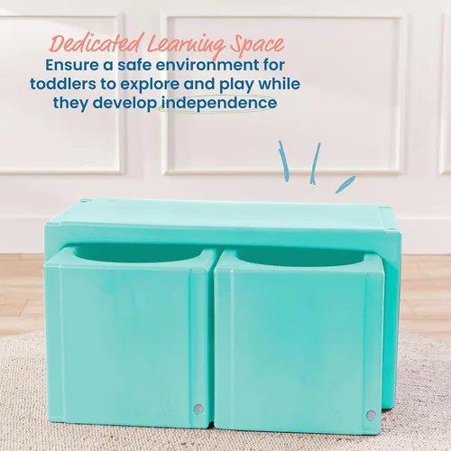 Miniatura 3 de ECR4Kids Tri-Me - Juego de mesa y sillas cubo, muebles multiusos, color aguamarina, 3 piezas