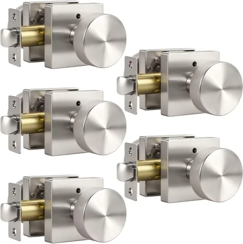 Miniatura 28 de Knobonly Paquete de 6 pomos de puerta negros para dormitorio y baño, pomos de puerta de privacidad interiores con cerradura, pomos de puerta