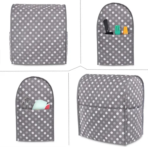 Miniatura 3 de Funda protectora Luxja compatible con batidora de 4.5 cuartos y 5 cuartos de galón, funda de tela con bolsillos para batidora y accesorios Gris