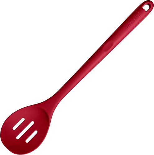 Cuchara ranurada resistente al calor de 600ºF: U-Taste - Cuchara de cocina sólida de cocina de 13.3 pulgadas, utensilio de goma antiadherente de (4)