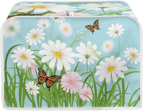 Miniatura 43 de Cubierta para tostadora retro con diseño de rosas y mariposas de 4 rebanadas, horno, tostadora, a prueba de polvo, cubierta de electrodomésticos
