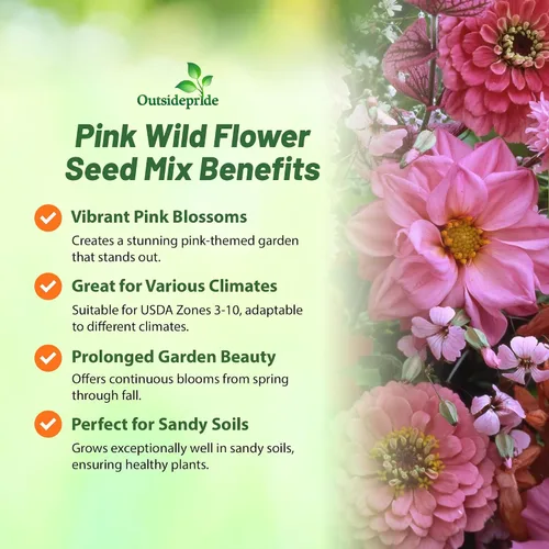 Miniatura 2 de Outsidepride Pink Color Shades Mix Semillas de flores silvestres – 5000 piezas anuales fáciles de cultivar, de bajo mantenimiento, semillas