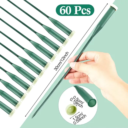 Miniatura 2 de 144 tubos de agua florales verdes, tubos de flores de plástico para flores frescas con tapa de goma para arreglos de tallos florales, 2 tamaños