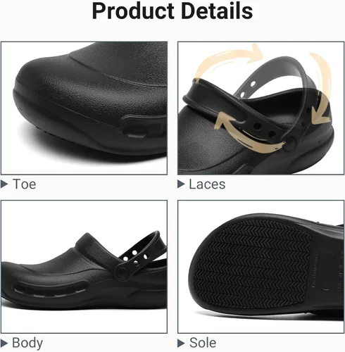 Miniatura 4 de Zapatos de chef antideslizantes para hombre, zuecos de trabajo de enfermería impermeables para cocina, zapatos para trabajar en restaurante de hombre