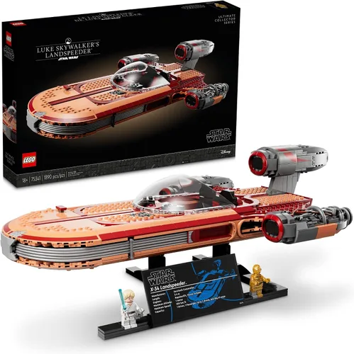 Miniatura 7 de LEGO Star Wars Luke Skywalker's Landspeeder 75341, kit de construcción Ultimate Collector Series Star Wars para adultos, incluye sable de luz Luke