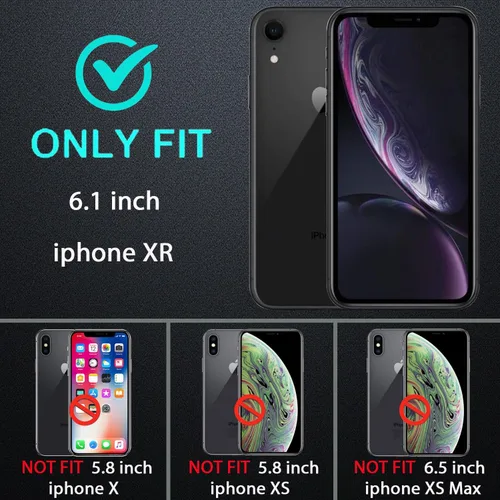 Miniatura 2 de YKHJKLEC para iPhone XR, funda de grado militar 3 en 1 resistente a prueba de golpes/caídas/polvo con 2 piezas de protector de pantalla de vidrio