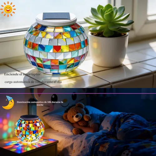 Miniatura 4 de Aukora - Luces de jardín de bola de vidrio con cambio de color a energía solar, lámparas de mesa impermeables para noche, para patio, fiesta