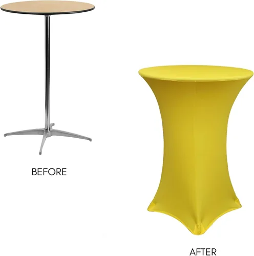 Miniatura 2 de YOUR CHAIR COVERS - Mantel redondo de elastano elástico para cóctel, 30 pulgadas de profundidad x 42 pulgadas de alto, color amarillo, mantel