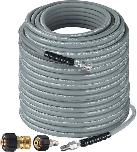 Miniatura 9 de Hourleey - Manguera de lavadora a presión de 50 pies x 3/8 pulgadas con conexión rápida, manguera de lavadora eléctrica de alambre de alta