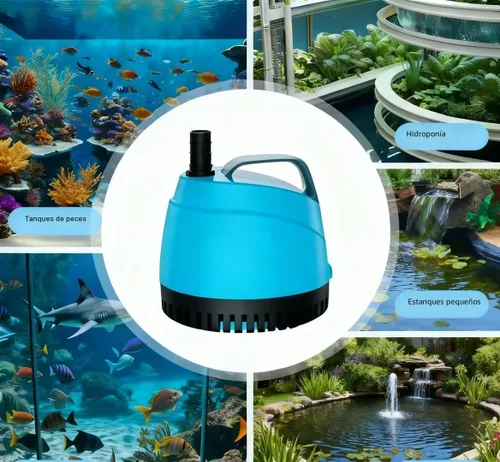 Miniatura 4 de Bomba de agua sumergible de 210 GPH ultra silenciosa (780L/H, 15 W), bomba de acuario de succión inferior con 2 boquillas, elevación de 5.6 pies