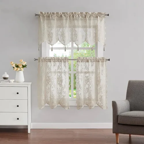 Miniatura 18 de Warm Home Designs Par de 2 paneles de cortina de encaje semitransparentes de color blanco de 54 pulgadas de ancho x 84 pulgadas de largo, cenefas